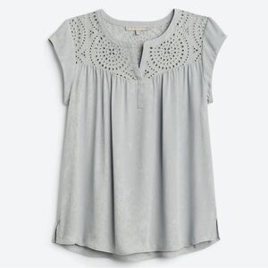 Daniel Rainn for Stitchfix Grey Kiara Eyelet Detail Blouse Size Small NEW